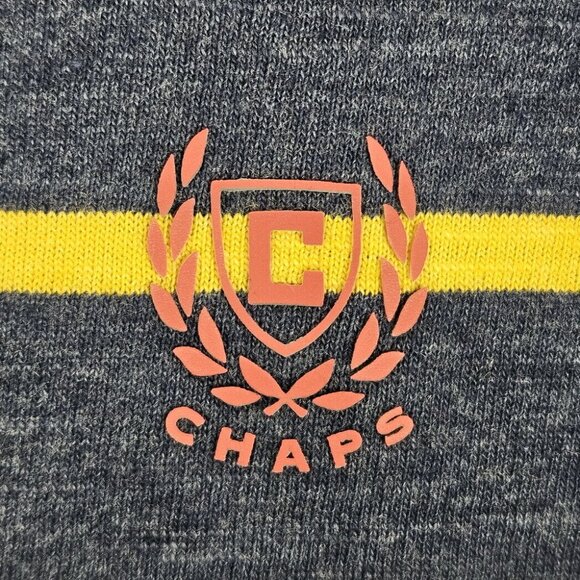 Chaps Long Sleeve Striped Club Jersey Henley Shirt 3 Buttons Blue/Yellow Mens XL - Picture 8 of 10